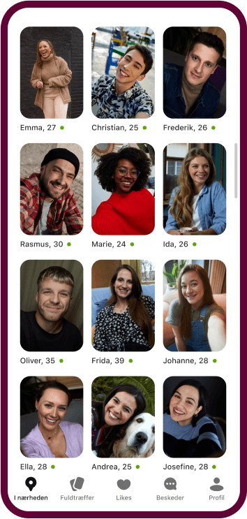 Badoo-appen viser et udvalg af forskellige kvinders profiler.